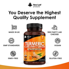 Turmeric Supplements UK - Ginger & Black Pepper | 95% Curcumin - The Flash Mart