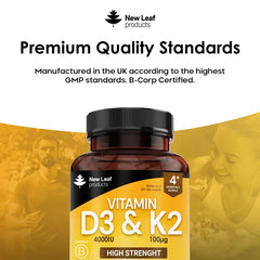 Vitamin D3 K2 Supplement UK - Essential for British Weather | Free Delivery