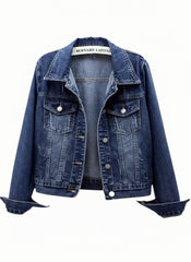Blue denim jacket on a white background