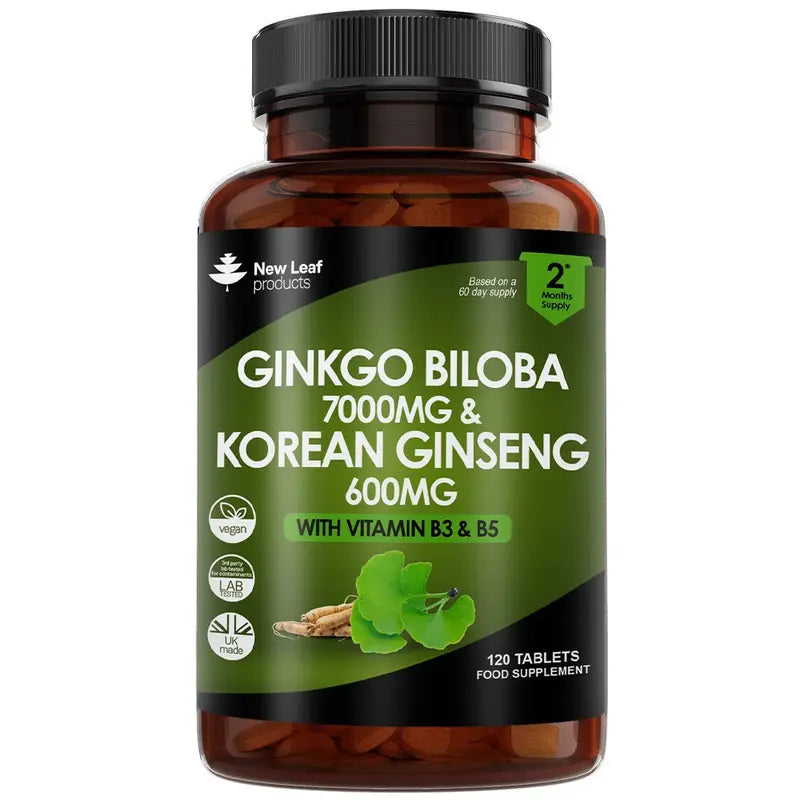 Ginkgo Biloba & Korean Ginseng Tablets UK - Brain & Energy Support - The Flash Mart
