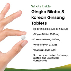 Ginkgo Biloba & Korean Ginseng Tablets UK - Brain & Energy Support - The Flash Mart
