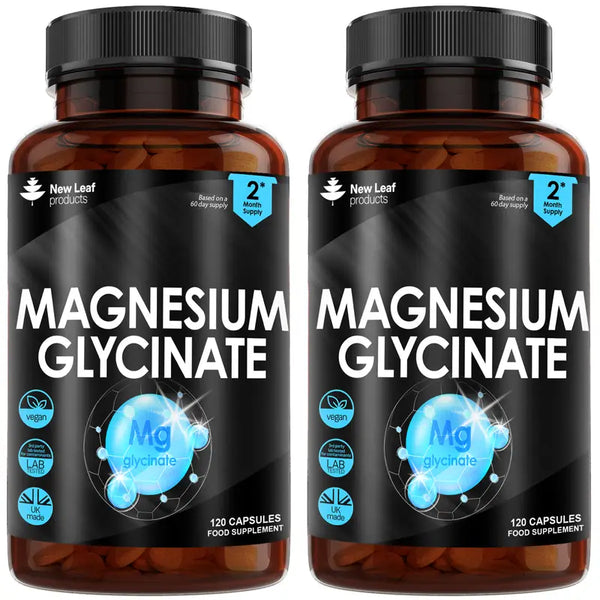 Magnesium Glycinate 1040mg Supplements UK – High Strength Vegan Capsules by New Leaf