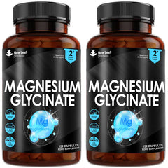 Magnesium Glycinate 1040mg Supplements UK – High Strength Vegan Capsules by New Leaf